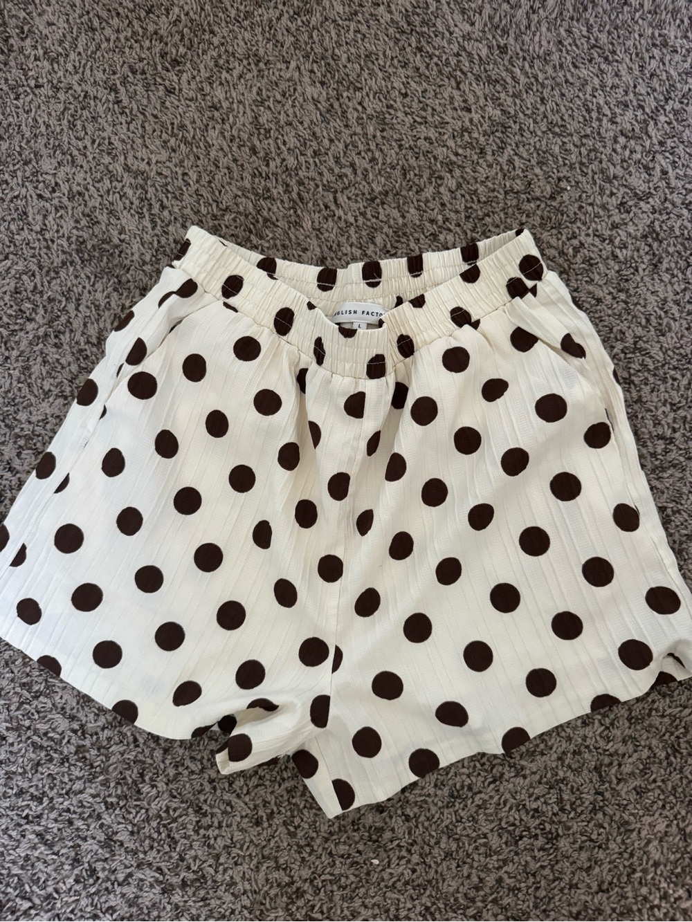 English Factory Cream Shorts with Brown Polka Dots